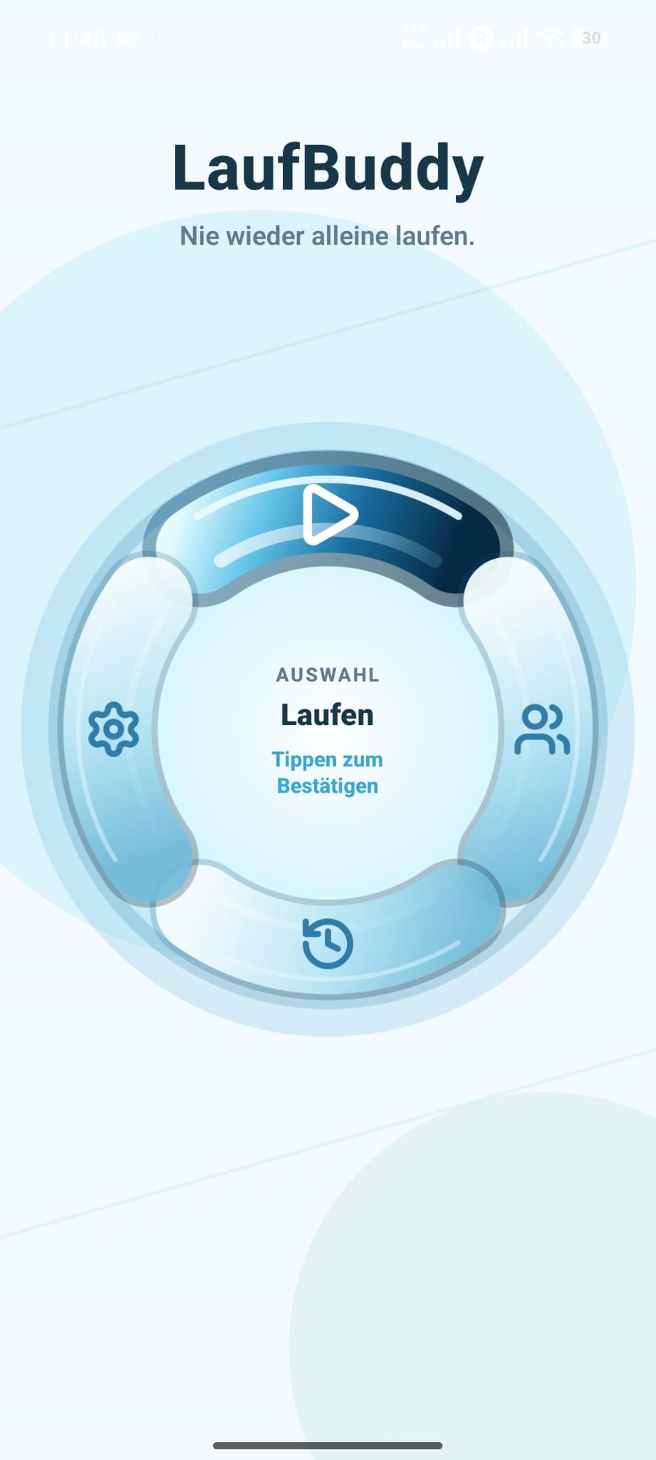 LaufBuddy Startbildschirm